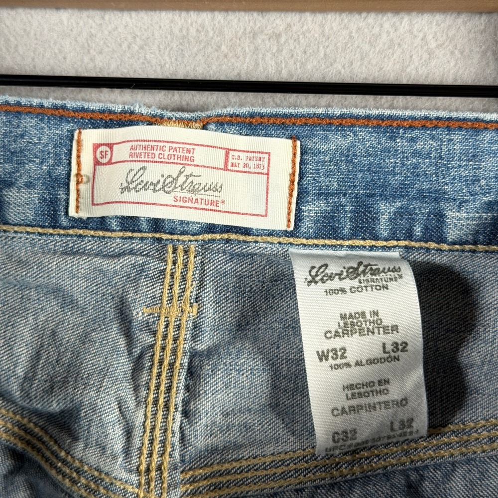 Levi Strauss Signature Mens Carpenter Jeans Light Wash Workwear Denim 34x31 - Picture 10 of 14